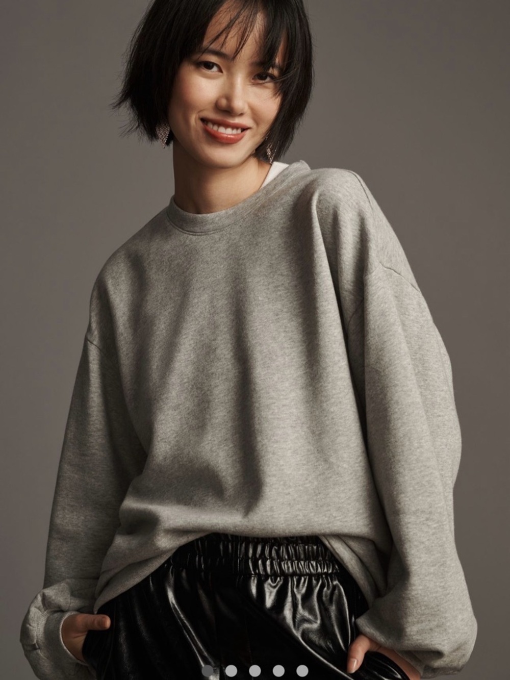 Pilcro Light Grey Fleece-Lined Sweatshirt from Anthropologie